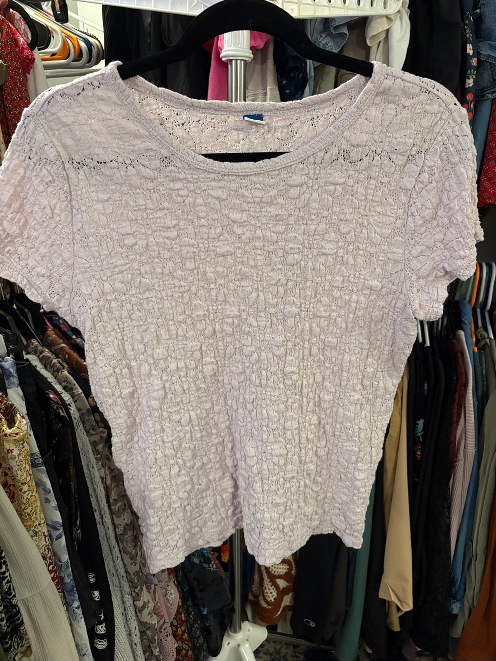 Old Navy Light Lavender Textured Short-Sleeve Top